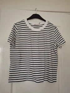 Zara Cotton Navy Stripe T-shirt Size XL New With Tag - Picture 1 of 3