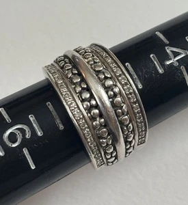 Michael Dawkins Rare Sterling Pebbled 32 Diamonds Band Ring 8.5g Sz 5 Wedding! - Picture 1 of 11