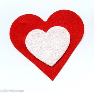 LINGERIE NIPPLE COVER 3D Silver Glitter Heart on Red Pasties pair $8.95 retail - Picture 1 of 2