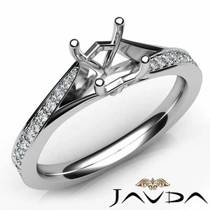 Princess Diamond Semi Mount Engagement Pave Setting Ring 18k White Gold 0.35 Ctw - Picture 1 of 12