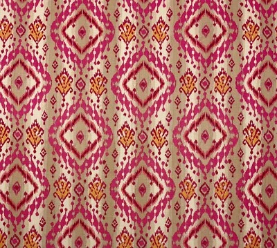 FABRICUT IKAT PAISLEY MULBERRY PINK MULTIPURPOSE LINEN FABRIC BY YARD 54"W - Image 1 of 4