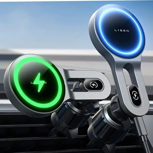 Car Mount Charger 15W Wireless Magnetic Phone Holder for iPhone 16/15/14 Pro Max - Picture 1 of 9