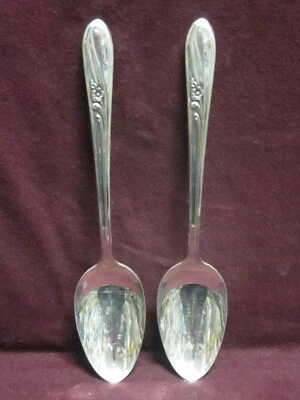 2шт Holmes & Tuttle посеребренные 1940 луг цветок стол сервировки ложки 8 3/8» NM - Изображение 1 из 4