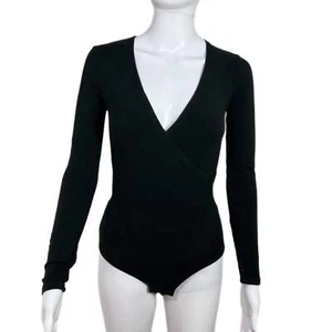 PRE-OWNED - Madewell Black Ballet Wrap Bodysuit Size XS - Picture 1 of 3