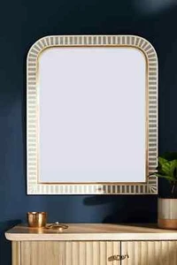 Handcrafted Waterfall Bone Inlay Wall Mirror – Elegant Home Décor Accent - Picture 1 of 3