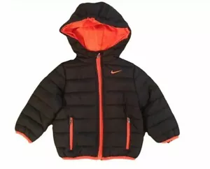 Giubbotto imbottito Nike unisex con cappuccio antracite e arancione nuovo con etichetta taglia 4 - Foto 1 di 9