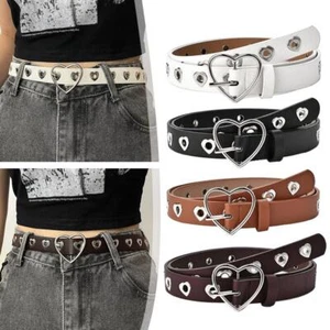 Creative Heart-shaped Hole Belt For Women Hollow Out Versatile Leather Belt G1B7 - Picture 1 of 24