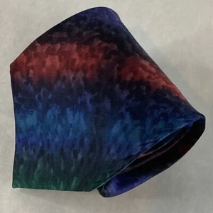 Corbata Firmada Robert Daskal Multicolor Azul Rojo Púrpura Verde 100% Seda Pintada a Mano - Imagen 1 de 7
