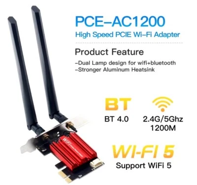 WLAN & Bluetooth 4.0 Karte - PCE-AC1200 - WiFi 5 2,4G/5Ghz - Schnellversand - Bild 1 von 3