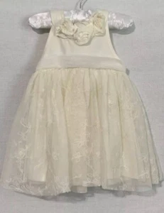 Nanette Baby Dress Size 12 Month Baby Cream Floral Sleeveless Embroidery - Picture 1 of 7