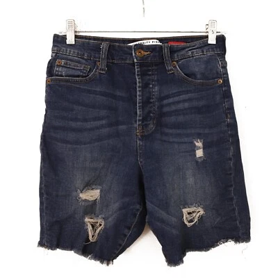 Celebrity Pink Bermuda Shorts 7/28 Distressed Med Blue Denim Casual EUC B62 - Image 1 of 4