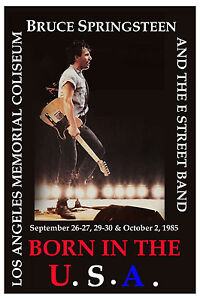 Rock: Bruce Springsteen at L.A. Coliseum Concert Poster 1985 12x18