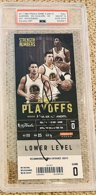 Kevin Durant MVP Signed 2017 NBA Finals Ticket GEM Mint 10 Autograph PSA/DNA - Image 1 of 4