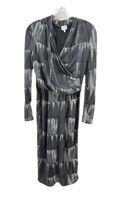 Vestido Armani Collezioni Italia Gris Jersey Elástico Tejido Cuello en V Imitación Envolvente Talla 6 Foto 1 de 4
