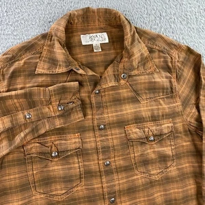 Ryan Michael Western Shirt Mens Small Silk Cotton Snap Cowboy Rancher Plaid - Picture 1 of 8