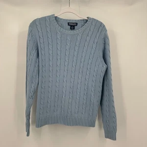 Lands End Womens Cable Knit Sweater Size M Minimalist Light Blue Preppy Classic - Picture 1 of 9