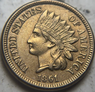 1861 1c Indian Head Cent. Attractive Circulated Details, Cleaned - Image 1 of 2