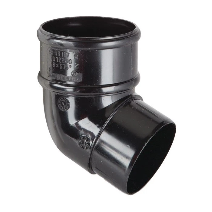 Polypipe 68mm Round Down Pipe 112.5 Degree Offset Bend - Black