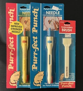 Agujas de bordar perforadas de efecto ronroneo medianas grandes y cepillo NUEVO NOS de colección - Imagen 1 de 5