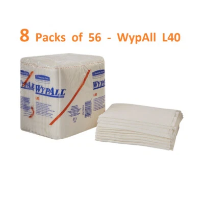WypAll L40 Disposable Washcloth Task Wipes 12.5 X 12", 8 Pack of 56 Wipe #05701 - Imagem 1 de 4