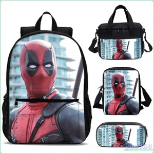 Deadpool Backpack Set Kid School Lunch Bag Pen Case Handbags Birthday Gifts - Picture 1 of 12