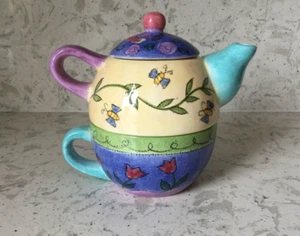 Sue Lipkin Tea For One Teapot Set Birds And The Bees Sango Flowers 14 oz - Picture 1 of 10