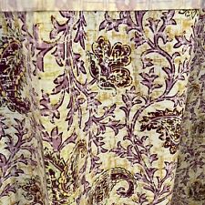 Colorful Boho Shower Curtain Paisley Purple Yellow Cotton with Rings 72 X 72