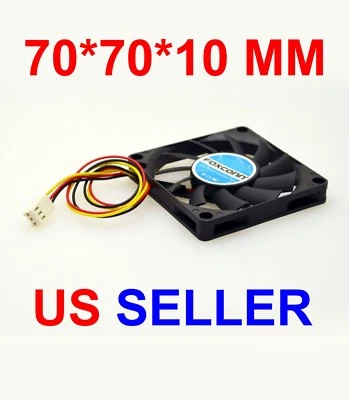 12V Foxconn 70x70x10MM Low Profile 3-Pin Computer Cooling Fan (RPM Sensor) - Image 1 of 2