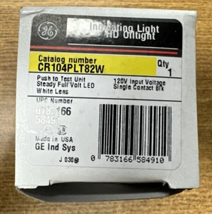 GE CR104PLT82W ILLUMINATED PUSH TO TEST UNIT WHITE LED 120V **NEW IN BOX** - Picture 1 of 8