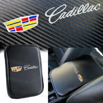 For CADILLAC Carbon Fiber Car Center Console Armrest Cushion Pad Cover Embroider - Image 1 of 4