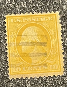 U.S. #364  Gorgeous - 1909 10c Yellow on Bluish Paper - Picture 1 of 2