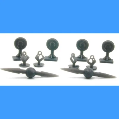 JUEGO DE HÉLICES Y TREN DE ATERRIZAJE REPUESTO AVIÓN ATHEARN CAJA AZUL RESINA HO Foto 1 de 4