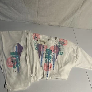 Vintage Hand Painted Made USA Lillian Daniel’s OSFA T-shirt Shoulder Pads &Pants - Picture 1 of 12