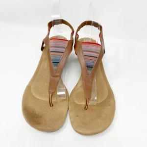 Dexflex Womens Brown Comfort Faux Leather Fabric Slingback Wedge Sandal, Size 9 - Picture 1 of 13