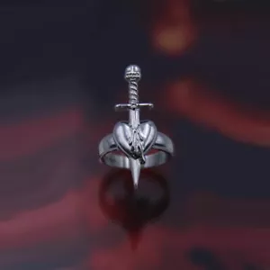 Skull Knife Through The Heart Steel Ring (Sizes: 6.75, 7) - Picture 1 of 1