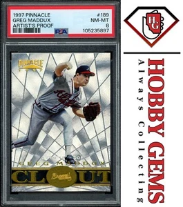 GREG MADDUX PSA 8 1997 Pinnacle Clout Artist's Proof #PP189 C2 - Picture 1 of 2
