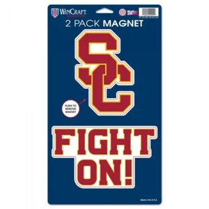 USC TROJANS 2 PACK DIE-CUT LOGO MAGNETS HIGH QUALITY NCAA LICENSED - Picture 1 of 1