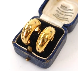 Vintage 80s Gold Tone Clip Sparkle Half Hoop Earrings - Picture 1 of 6