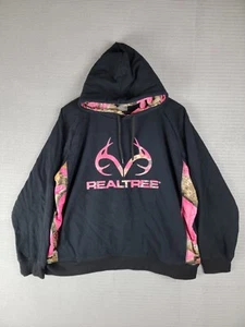 Realtree hoodie sweatshirt black with pink camo size XL hunting hooded - Picture 1 of 14