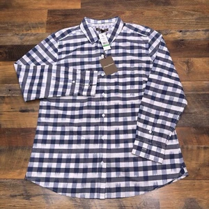 Tommy Bahama Shirt Womens Large Fragmented Gingham Ocean Deep Blue Button Up New - Picture 1 of 12