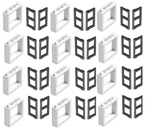 ☀️LEGO NEW 12x WHITE 1 X 4 X 3 WINDOWS W/ Black Panel Pane TOWN CITY HOUSE - Picture 1 of 1