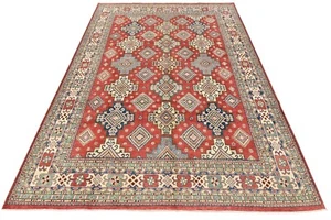 Kazak Rug 9'1'' x 12'1'' Red Wool Tribal Geometric Hand-Knotted Oriental Carpet - Picture 1 of 15