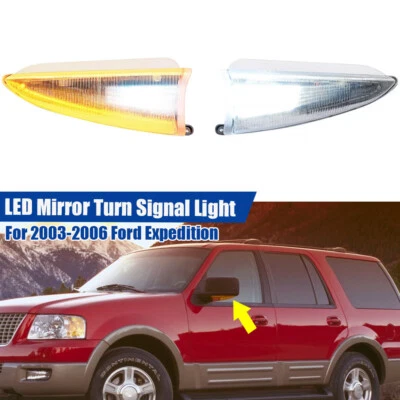 Espejo retrovisor LED transparente para Ford Expedition Lincoln 2003-2006 señal de giro charco lámpara Foto 1 de 4