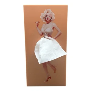 Marilyn Monroe Tissue Box Holder, "Flowing/Flying Skirt", Peach Container - Picture 1 of 6