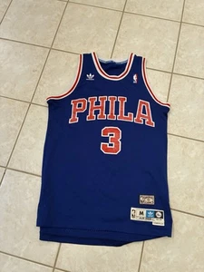 adidas Philadelphia 76ers Allen Iverson Sewn Medium HWC PHILA Sixers Blue Jersey - Picture 1 of 6