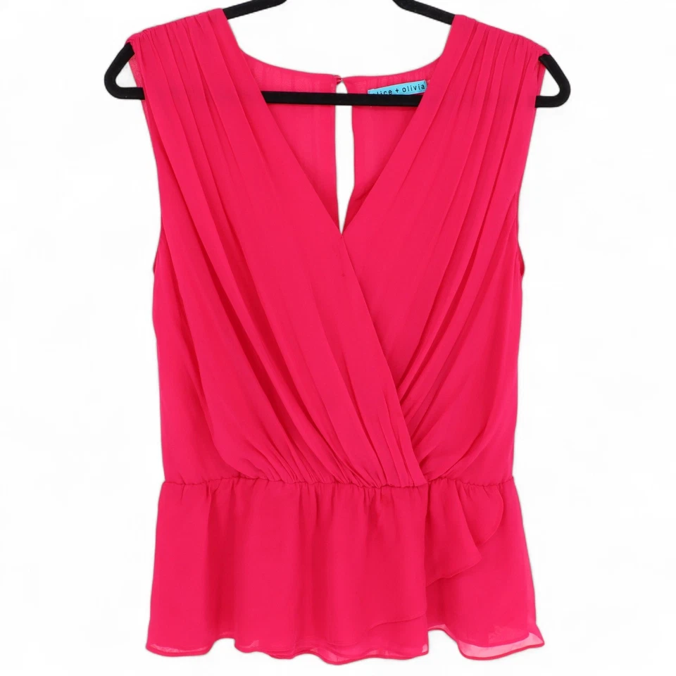 Алиса + Оливия шелк розовый без рукавов блузка женский размер маленький пеплум шифона - Изображение 1 из 4