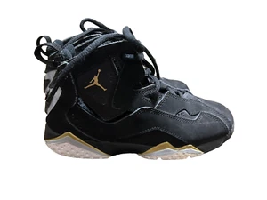 Jordan True Flight Black Metallic Gold Sneakers 343796-070 Size 2Y - Picture 1 of 6