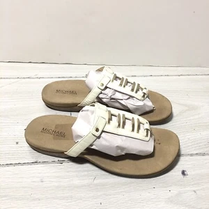 Mk Michael Kors Sandals Womens 9M Thong Flip Flops Flats White Slip On - Picture 1 of 7