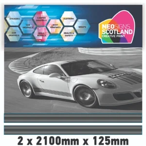 2 x 2100mm x 125mm Martini Racing stripes Monochrom laminated for Porsche lemans - Picture 1 of 1