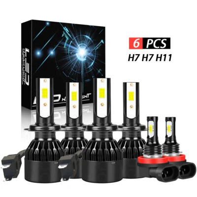 Para BMW X3 2004-2014 LED 6000K 6X Bombillas Faro Alto Bajo + Faro Antiniebla Foto 1 de 4